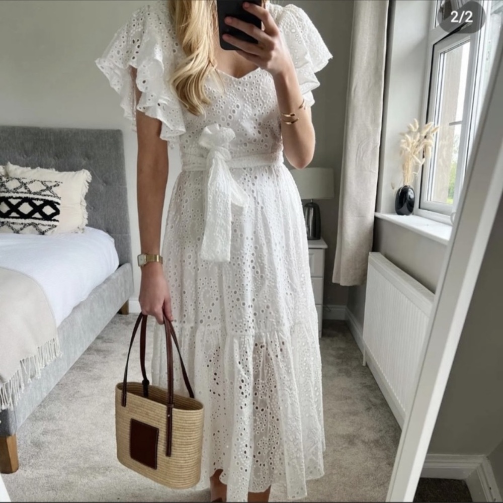 ZARA OPENWORK EMBROIDERY MIDI
DRESS SIZE SMALL